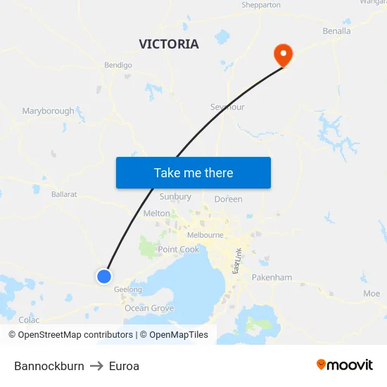 Bannockburn to Euroa map