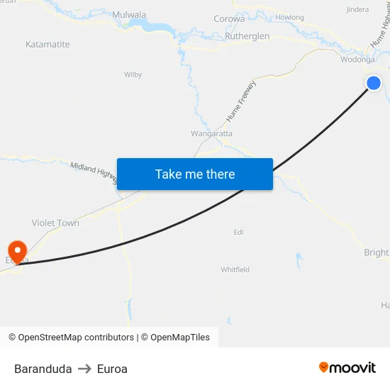 Baranduda to Euroa map