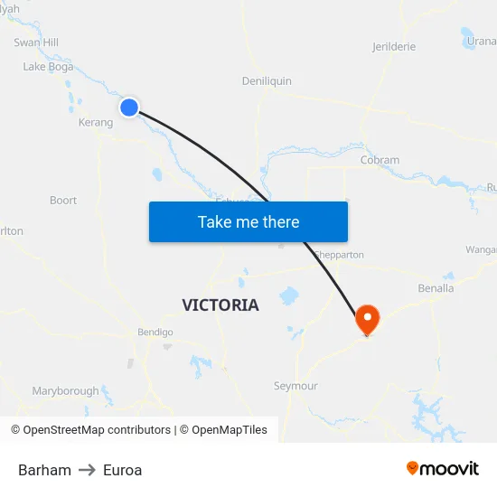 Barham to Euroa map