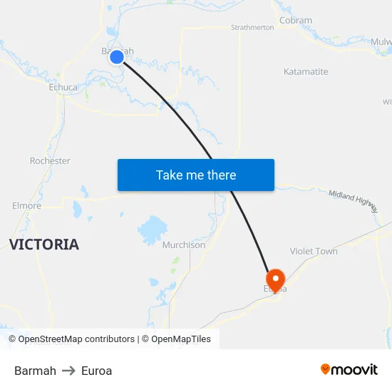Barmah to Euroa map