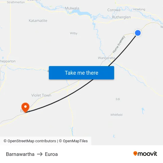 Barnawartha to Euroa map