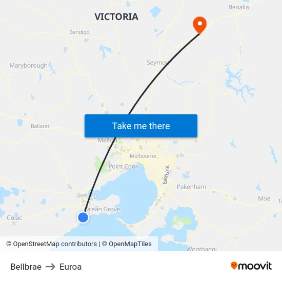 Bellbrae to Euroa map