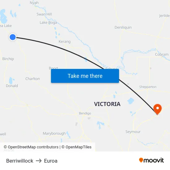 Berriwillock to Euroa map
