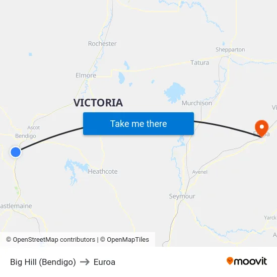 Big Hill (Bendigo) to Euroa map