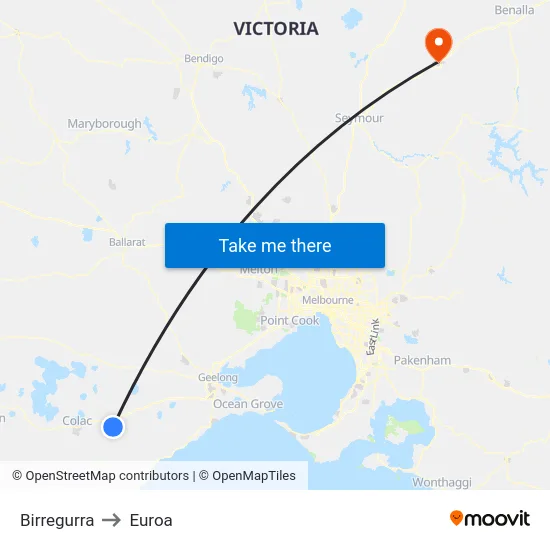 Birregurra to Euroa map