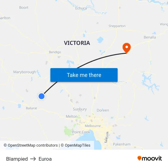 Blampied to Euroa map