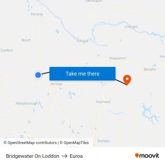 Bridgewater On Loddon to Euroa map
