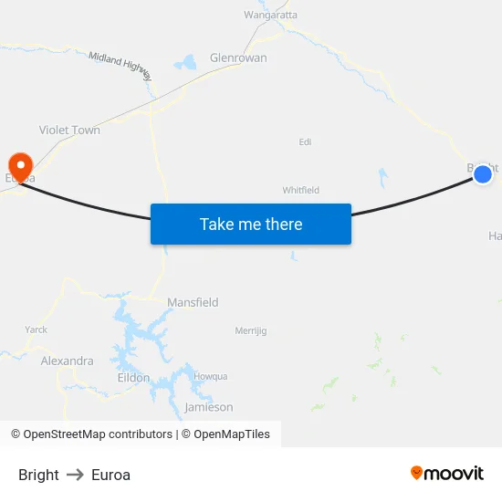 Bright to Euroa map