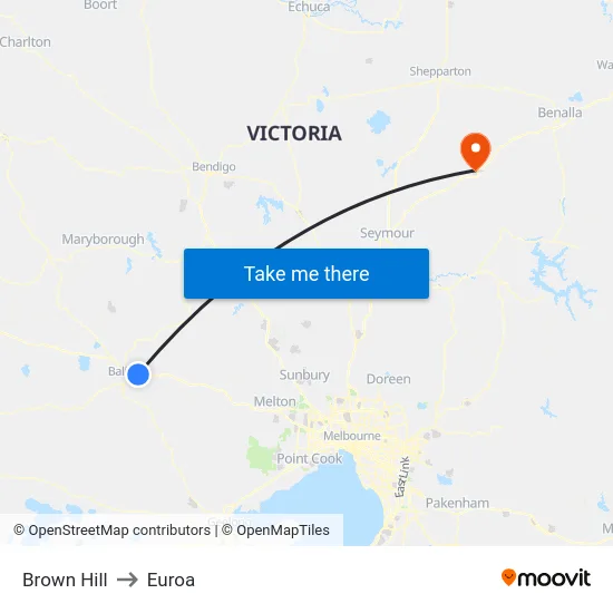 Brown Hill to Euroa map