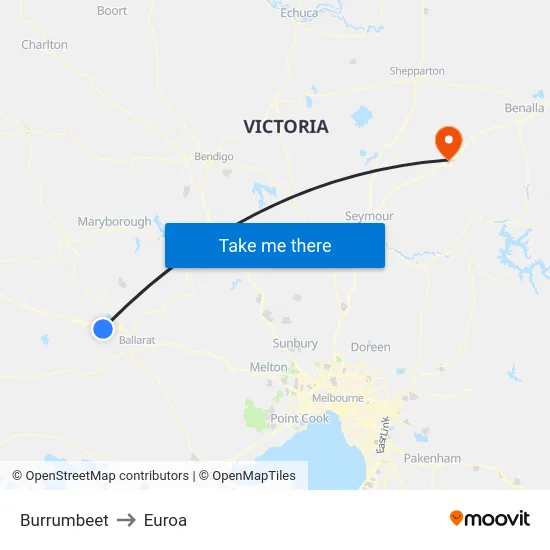 Burrumbeet to Euroa map