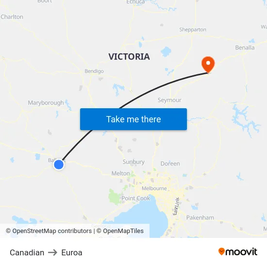 Canadian to Euroa map