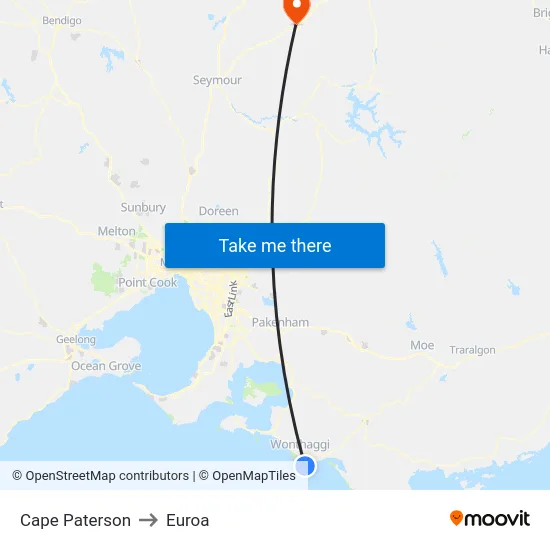 Cape Paterson to Euroa map