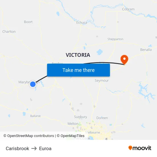 Carisbrook to Euroa map