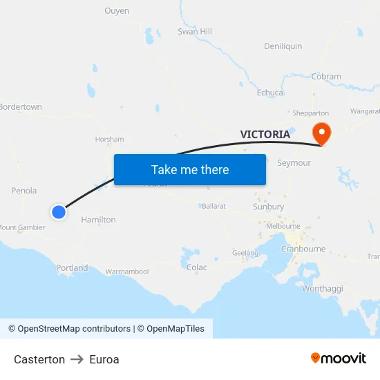 Casterton to Euroa map