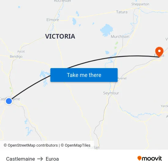 Castlemaine to Euroa map