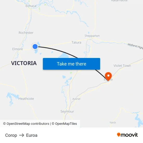 Corop to Euroa map