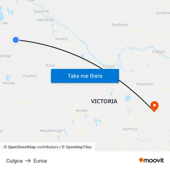 Culgoa to Euroa map
