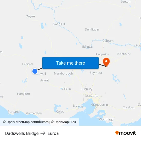 Dadswells Bridge to Euroa map