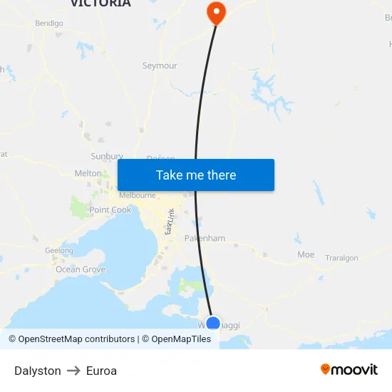 Dalyston to Euroa map