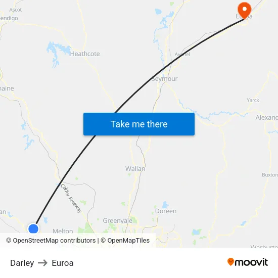Darley to Euroa map