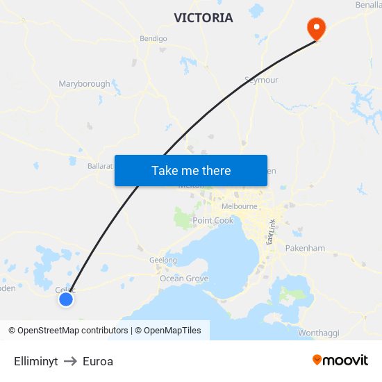 Elliminyt to Euroa map