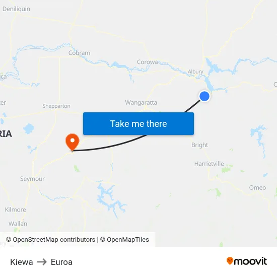 Kiewa to Euroa map