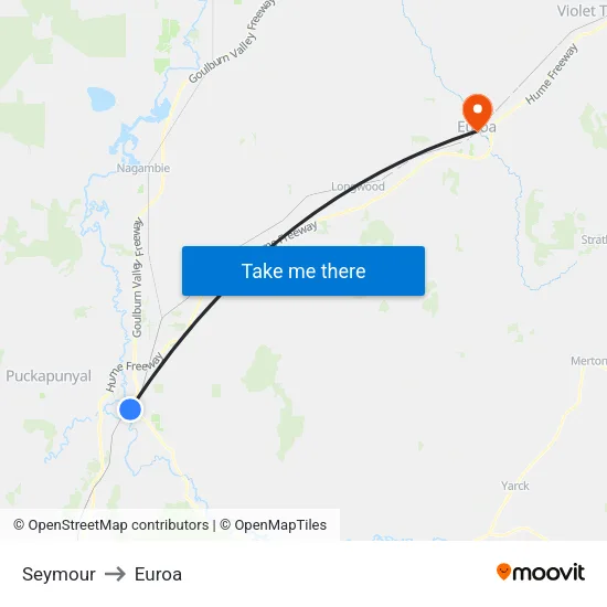 Seymour to Euroa map