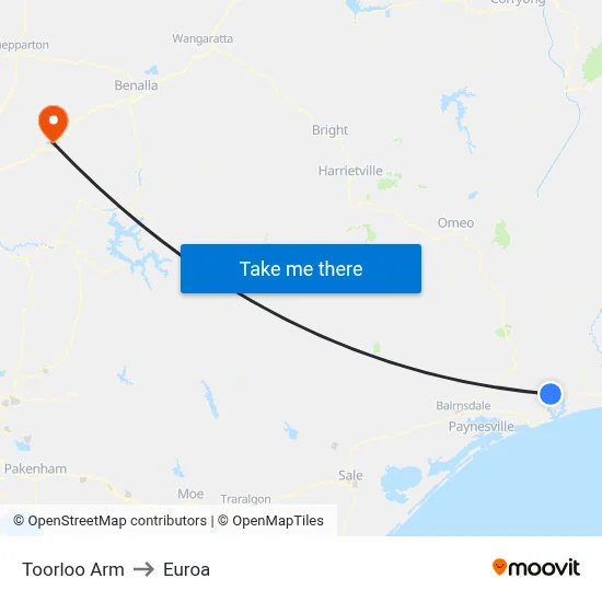 Toorloo Arm to Euroa map