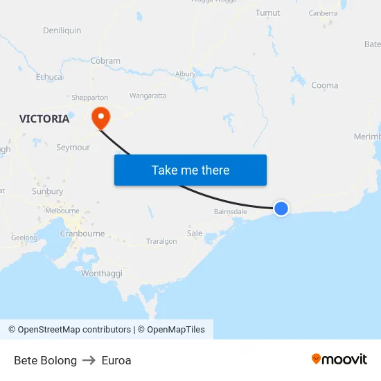 Bete Bolong to Euroa map