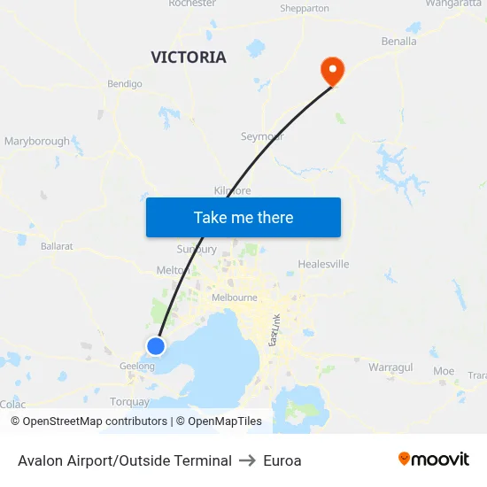 Avalon Airport/Outside Terminal to Euroa map