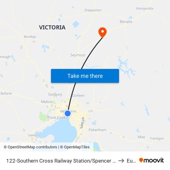 122-Southern Cross Railway Station/Spencer St (Melbourne City) to Euroa map