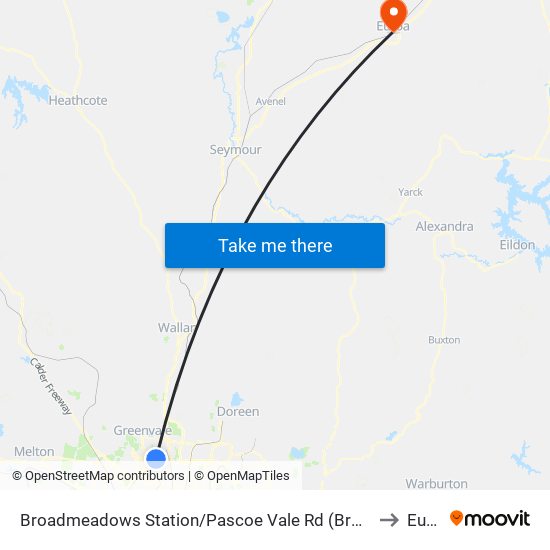 Broadmeadows Station/Pascoe Vale Rd (Broadmeadows) to Euroa map