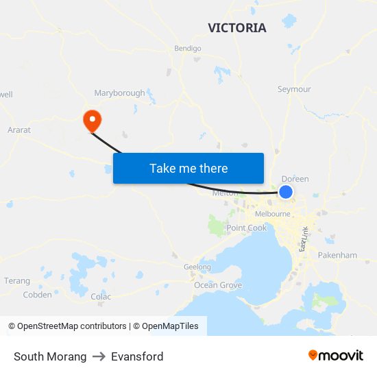 South Morang to Evansford map