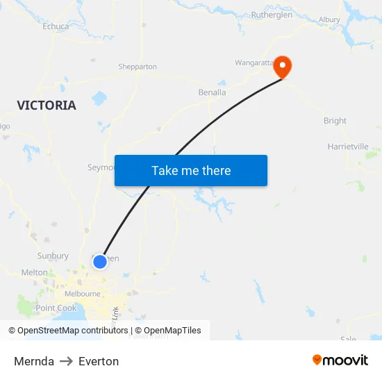 Mernda to Everton map