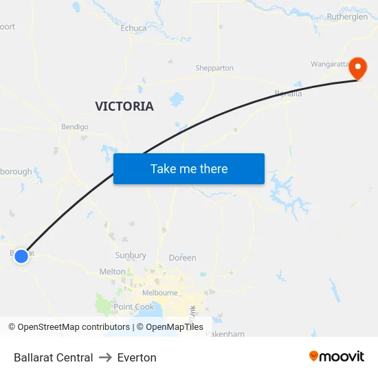 Ballarat Central to Everton map