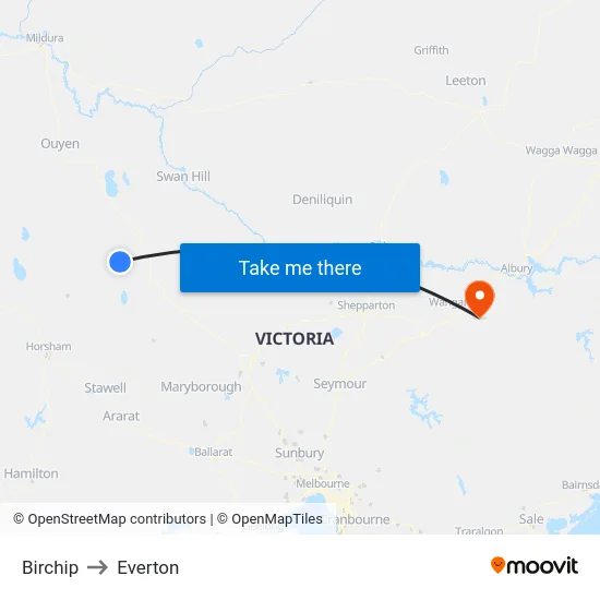 Birchip to Everton map