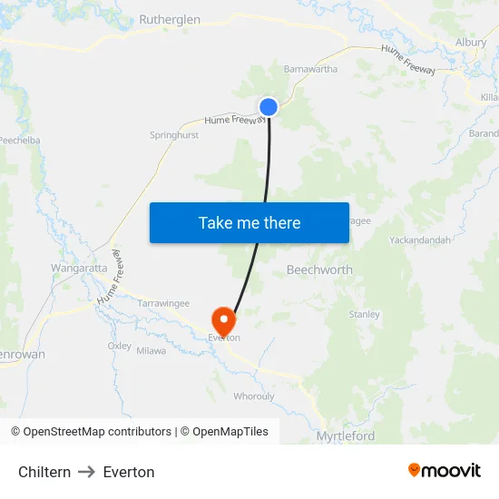 Chiltern to Everton map