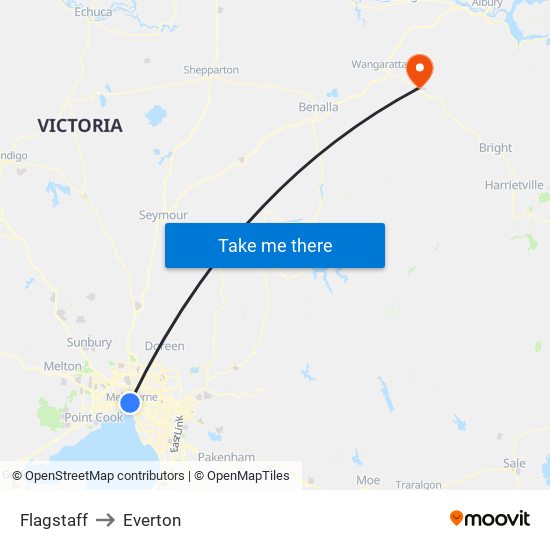 Flagstaff to Everton map