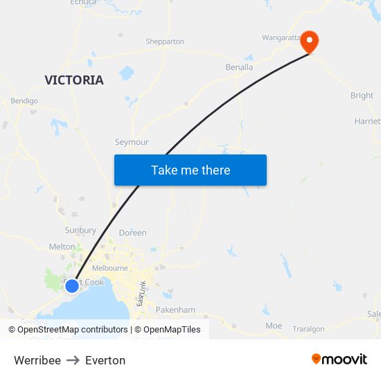 Werribee to Everton map