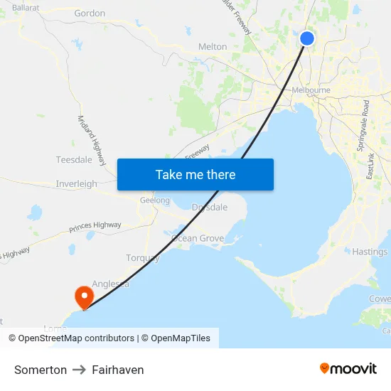 Somerton to Fairhaven map