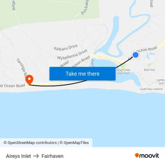 Aireys Inlet to Fairhaven map