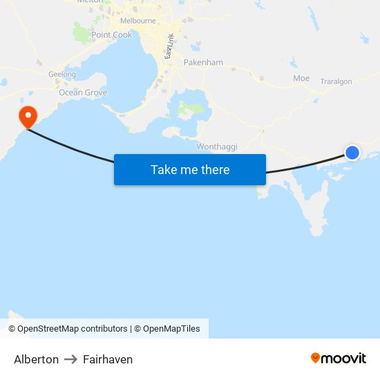 Alberton to Fairhaven map