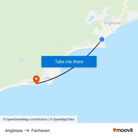 Anglesea to Fairhaven map