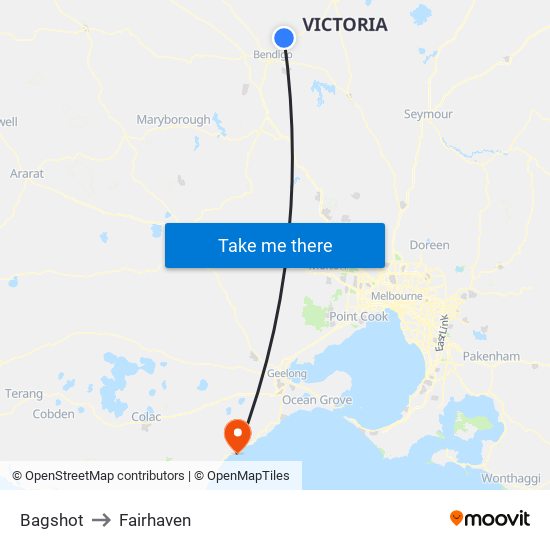 Bagshot to Fairhaven map