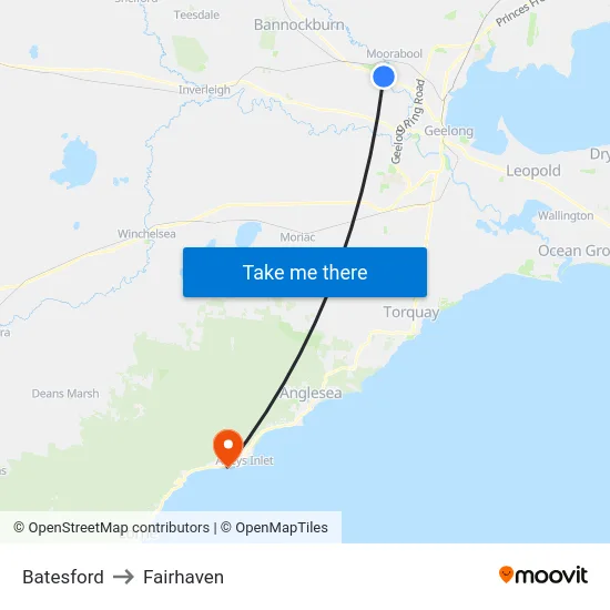 Batesford to Fairhaven map