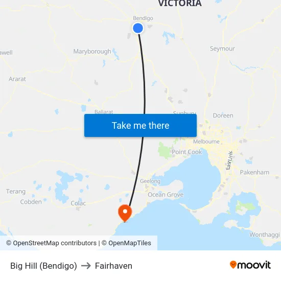 Big Hill (Bendigo) to Fairhaven map