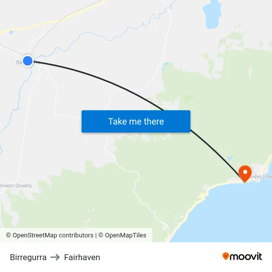 Birregurra to Fairhaven map