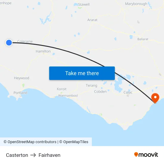 Casterton to Fairhaven map