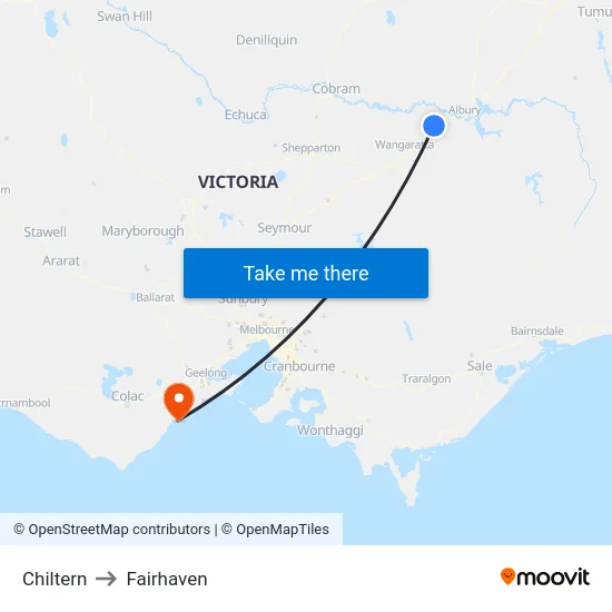 Chiltern to Fairhaven map