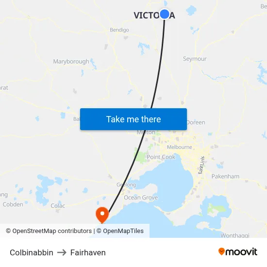Colbinabbin to Fairhaven map